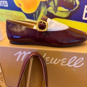 Madewell Burgundy Loafers with Gold Buckle